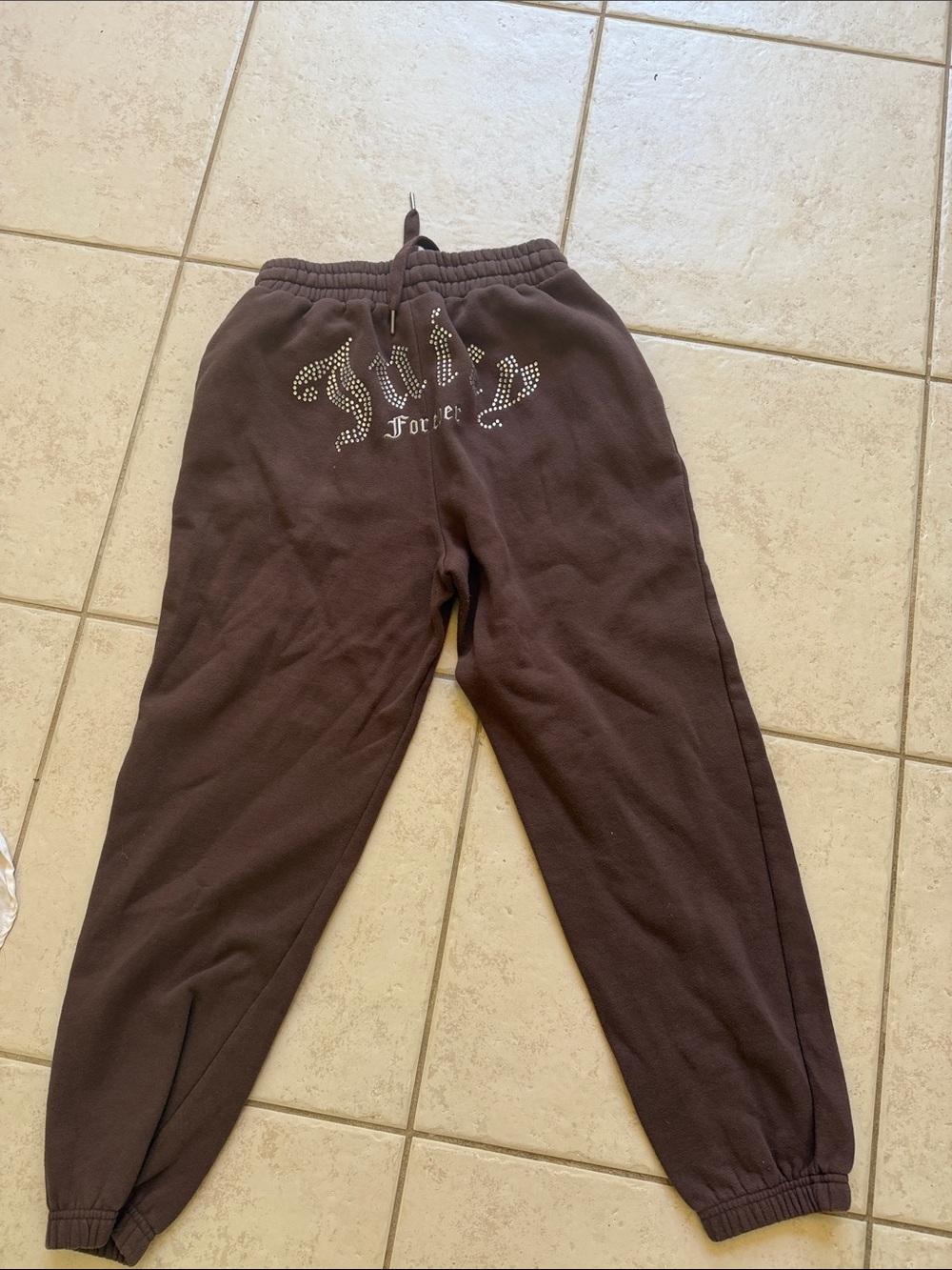 Forever 21 Brown Rhinestone Logo Joggers